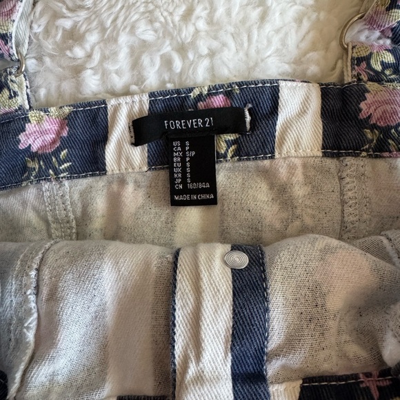 Forever 21 Floral Denim Print Bustier Style Crop Top - Picture 5 of 7